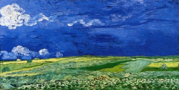  Tormenta Arte - Campos de trigo bajo nubes de tormenta Vincent van Gogh